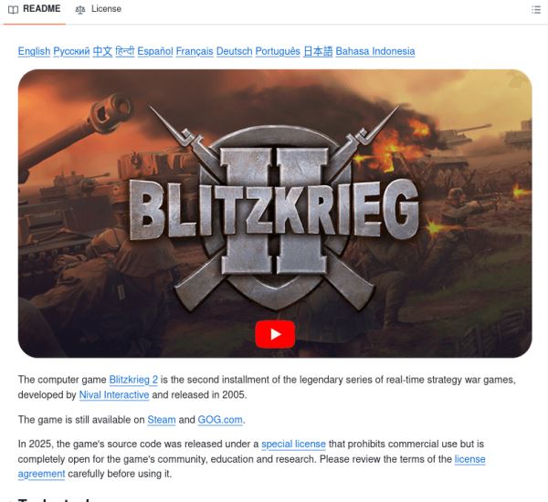 Студия Nival официально выложила на GitHub исходный код стратегии про Вторую Мировую войну Блицкриг II (Blitzkrieg 2)