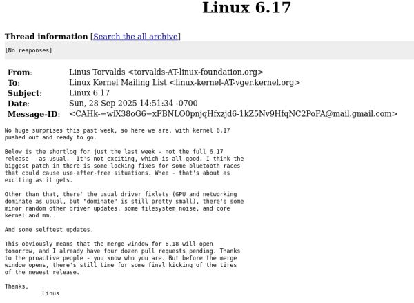 Релиз Linux 6.17