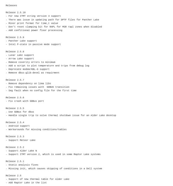 Вышел открытый Intel Thermal Daemon 2.5.10