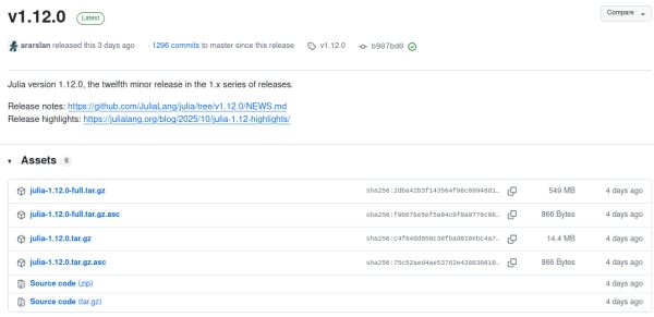 Выпуск языка программирования Julia 1.12